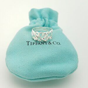 Tiffany & Co. Paloma Picasso Sterling Silver 3 Heart Loving Ring Size 5.5
